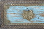 GINER Y COLOMER - Coffre de rangement en bois de manguier vieilli noir avec détails bleus et ouverture supérieure - 45 x 80 x 40 cm